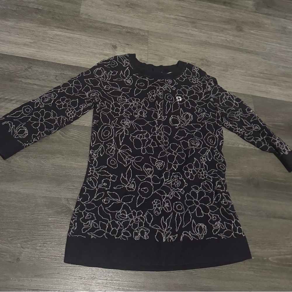 Lands' End Black Floral Blouse